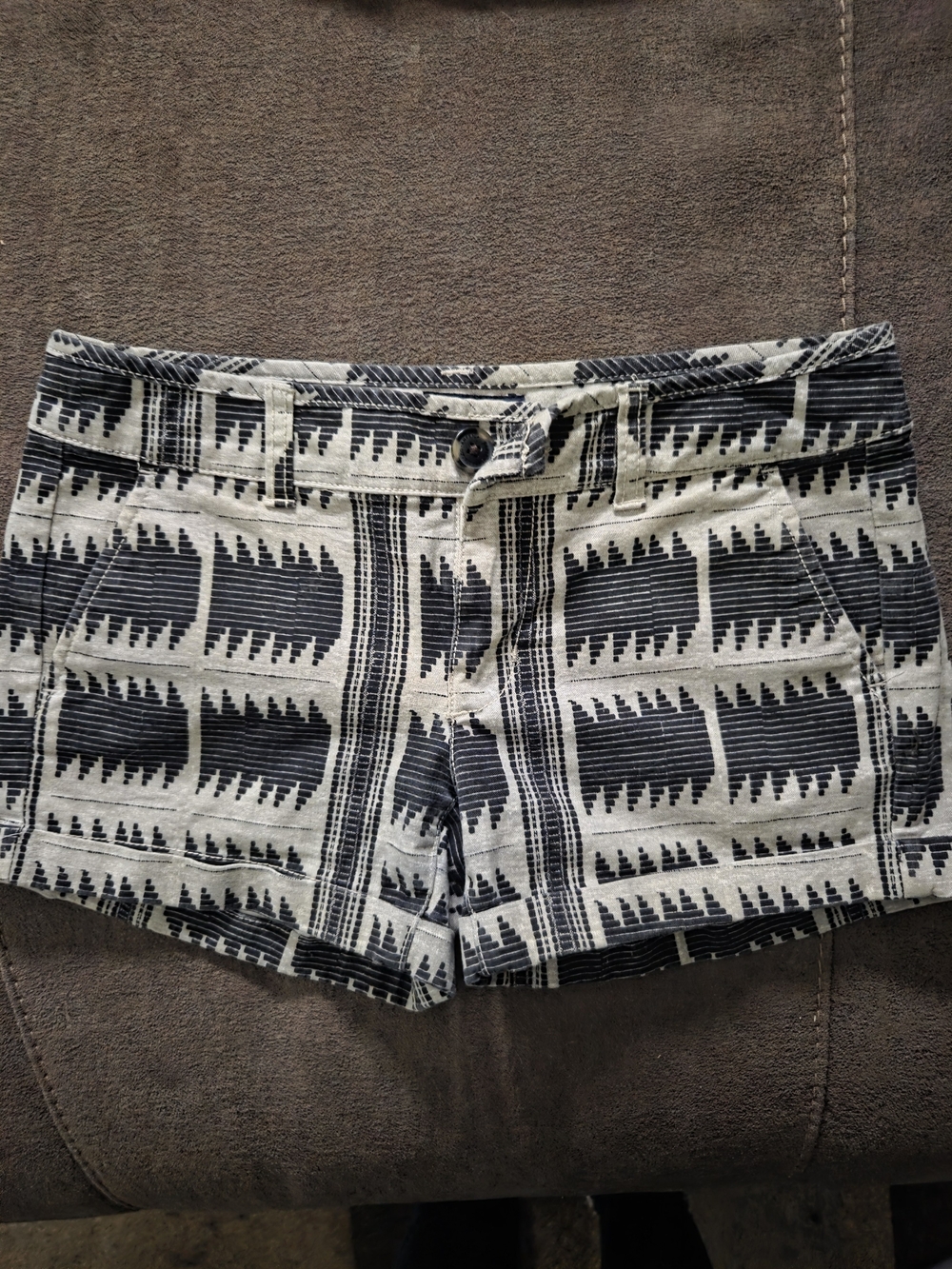 American Eagle Outfitters Black & Cream Patterned Shorts